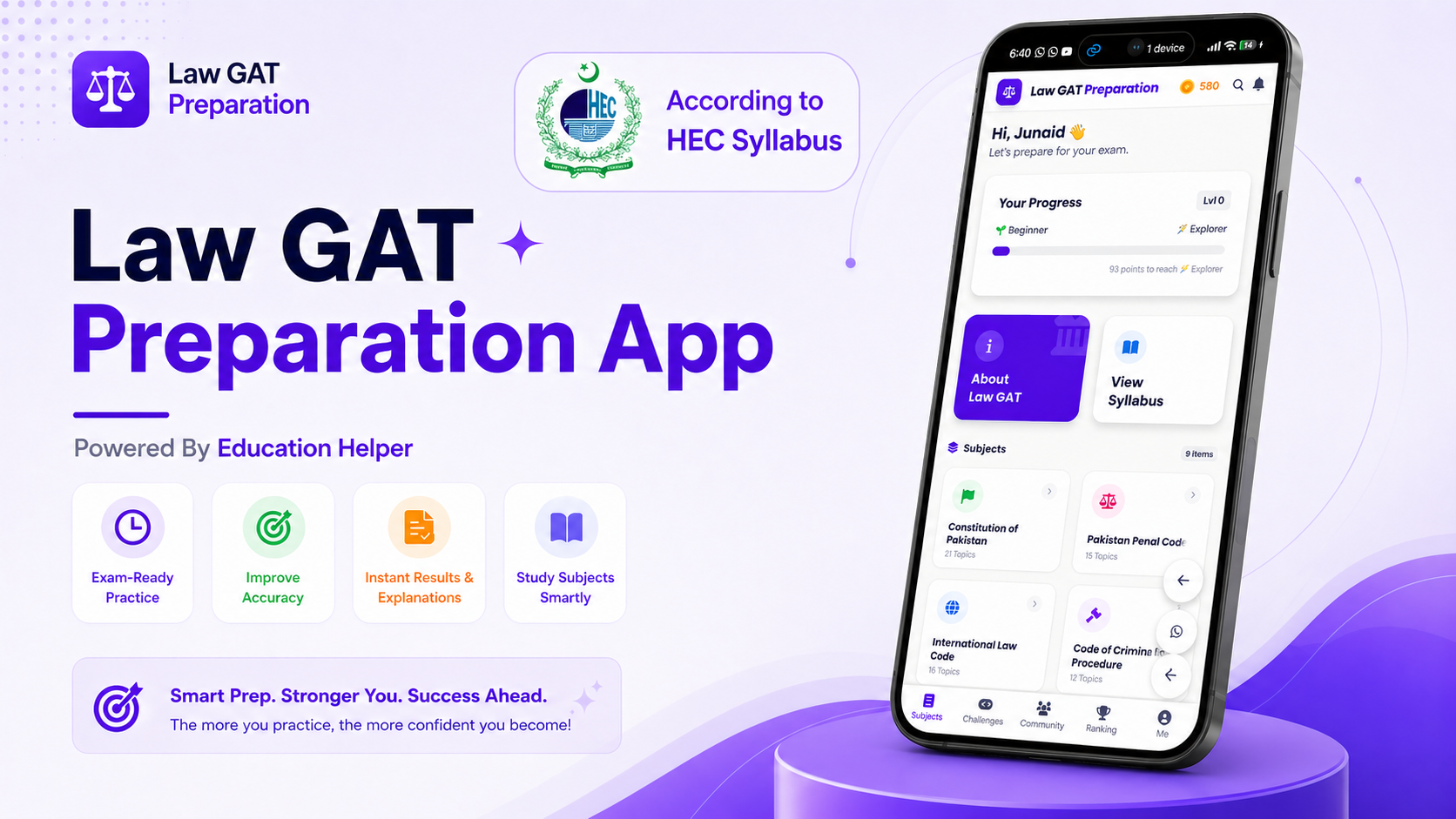 Law GAT Preparation App Dashboard